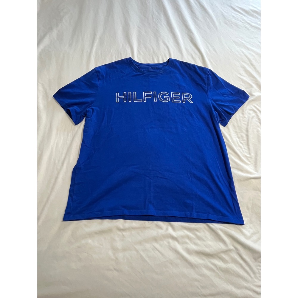 Tommy Hilfiger Mens Royal Blue Graphic T-Shirt XL Short Sleeve Cotton Tee